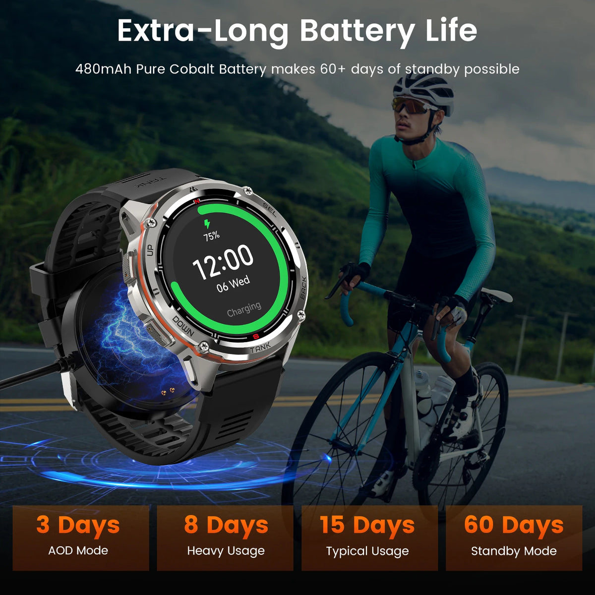 KOSPET TANK T3 Ultra GPS Rugged AMOLED Fitness Smart Watch