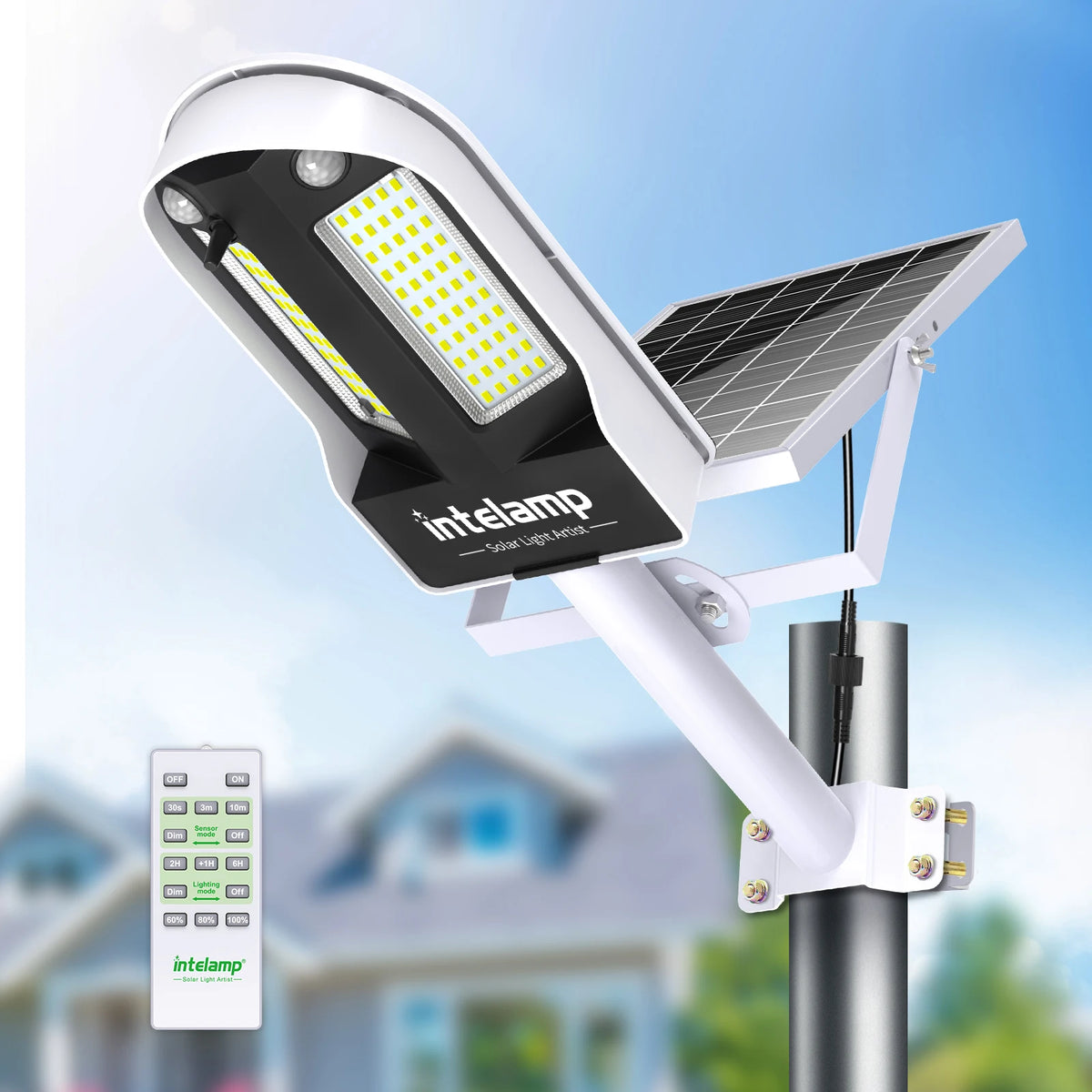 Intelamp Solar Street Lights Dual Sensors 12500mAh Battery