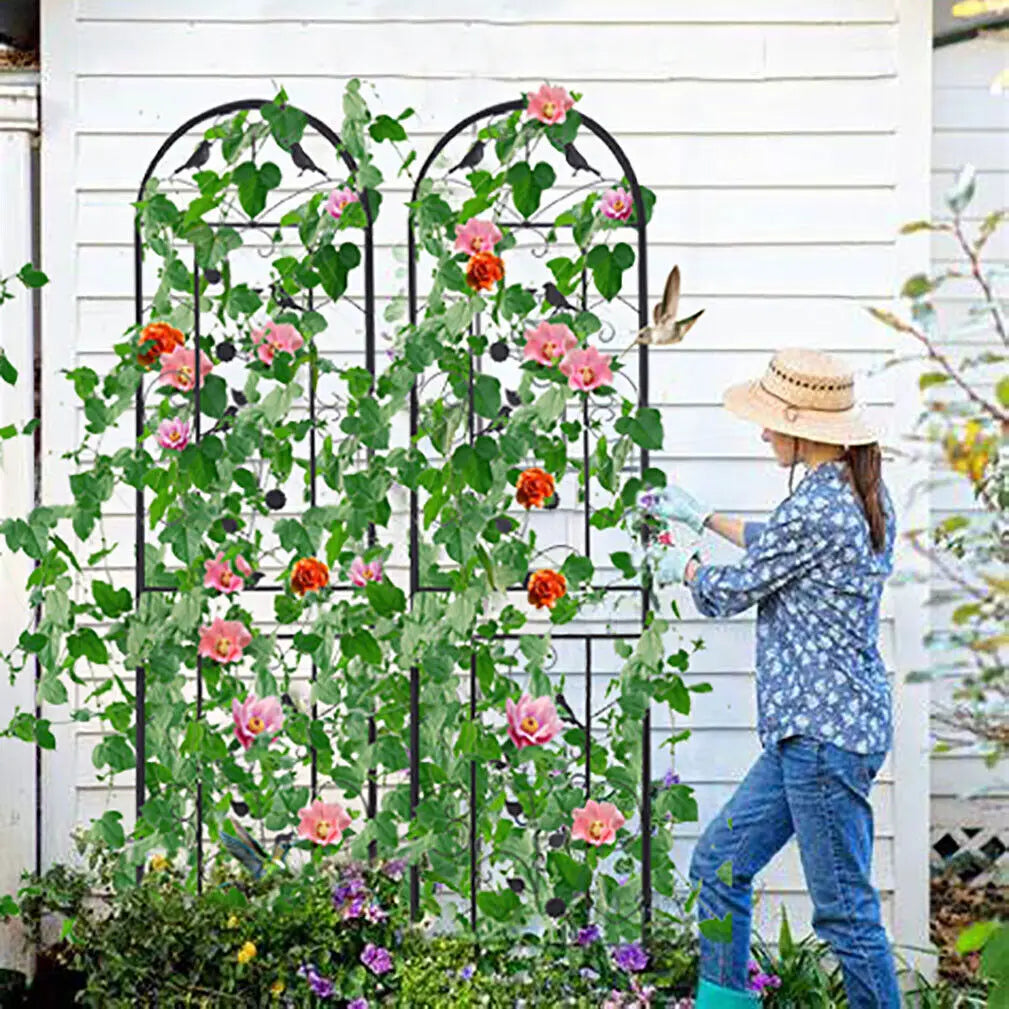 Metal Garden Trellis Fence For Climbing Plants And Flowers Support Panels