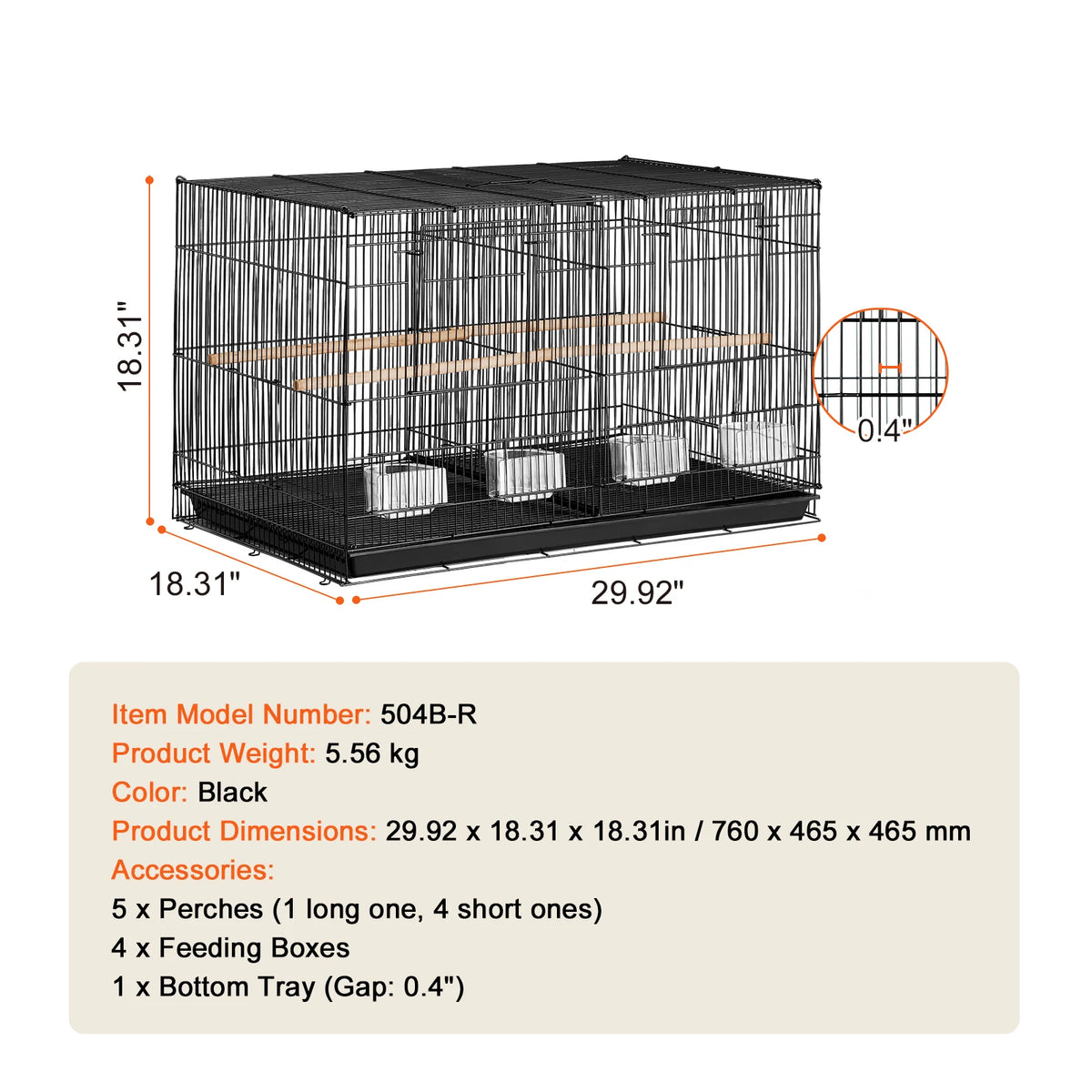 SucceBuy Stackable Divided Bird Cage With Travel Handle for Small Birds