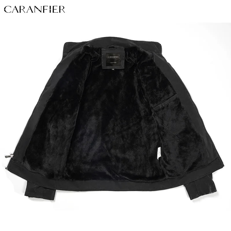 CARANFIER Men's Retro Washed PU Leather Motorcycle Jacket