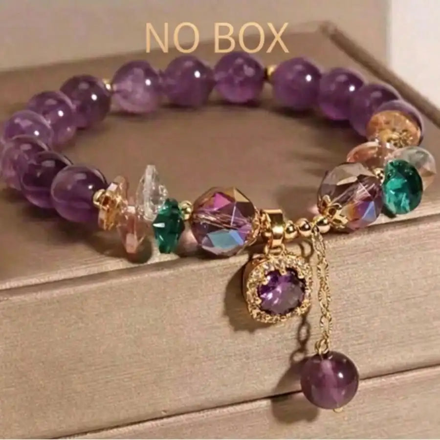 Chic Hologram Rhinestone Glass Pendant Bracelet For Women