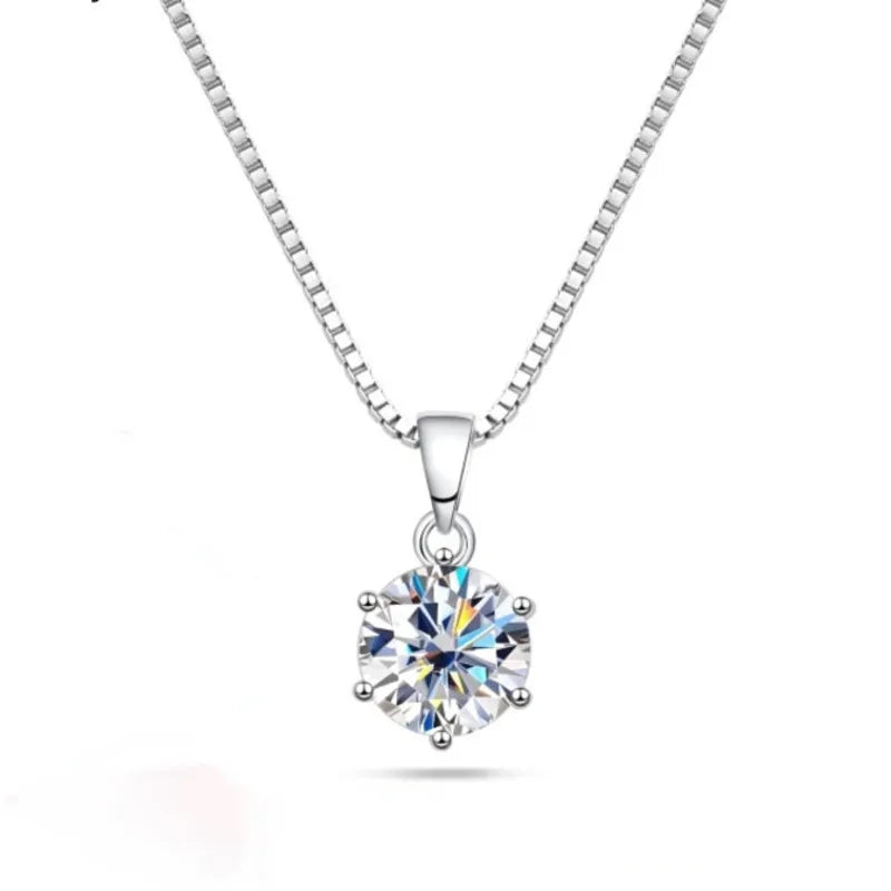 Genuine Moissanite Pendant Necklace in Sterling Silver for Women