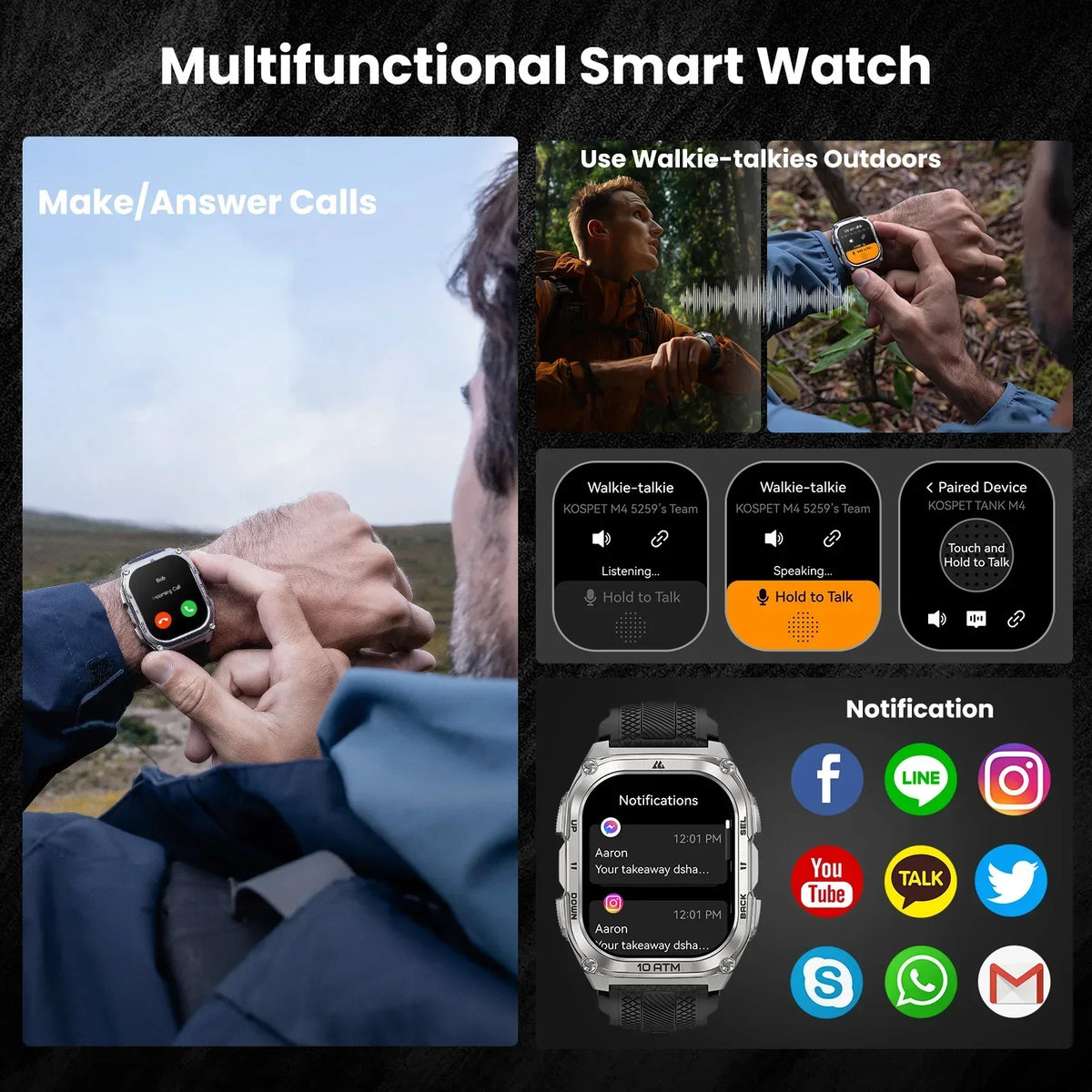 KOSPET Tank M4 GPS Smartwatch With Offline Maps And Health Tracking