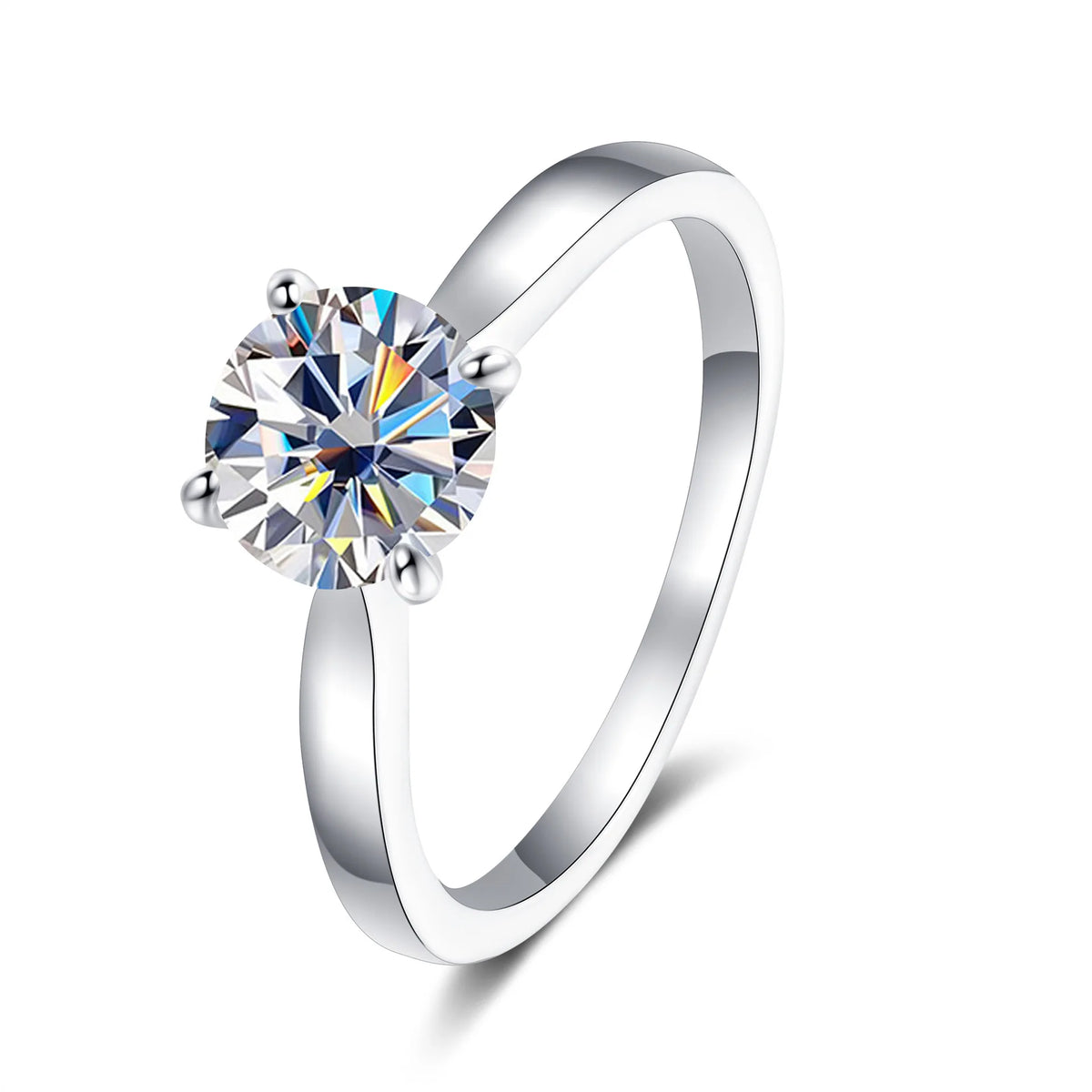 Premium Moissanite Engagement Ring In Sterling Silver For Women