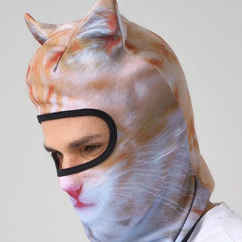 Cute 3D Cat Full Face Balaclava Hood for Winter Sports