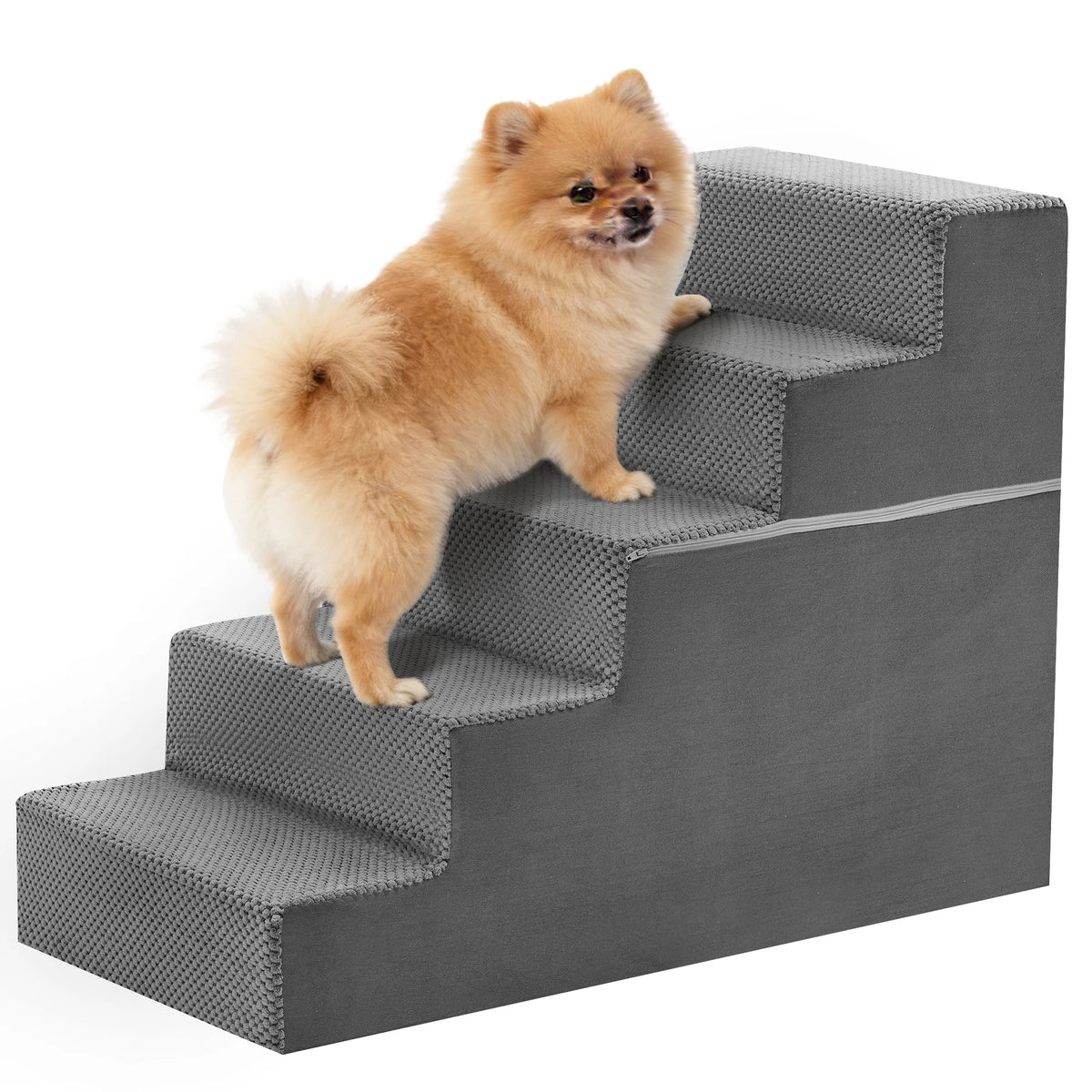 Curved Foam Dog Stair Ramp With Non Slip Indoor Steps