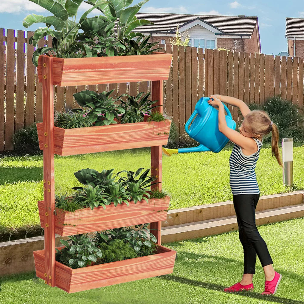 Vertical Wooden Raised Garden Bed With Removable Planter Boxes