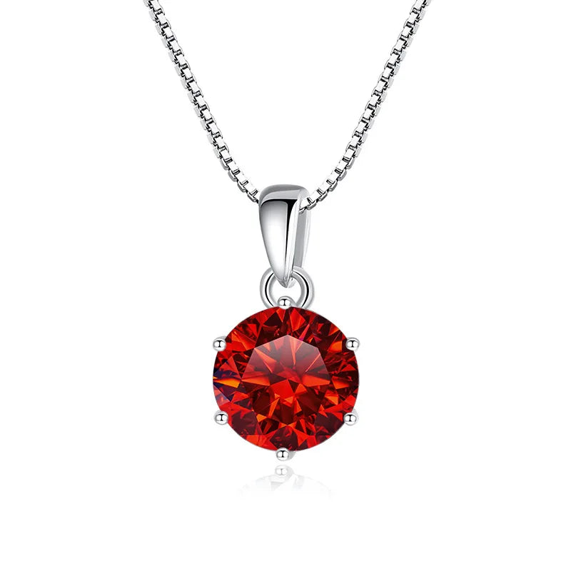 Genuine Moissanite Pendant Necklace in Sterling Silver for Women