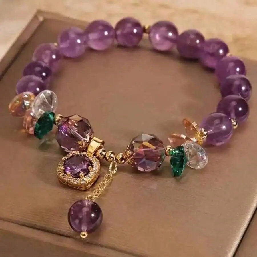 Chic Hologram Rhinestone Glass Pendant Bracelet For Women