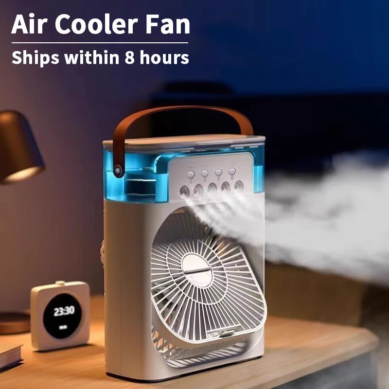 Portable 3 In 1 Air Cooler Humidifier Fan LED Light