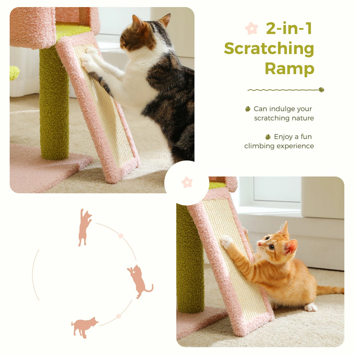 PAWZ Road Flower Cat Tree Featuring Sisal Posts And Perch