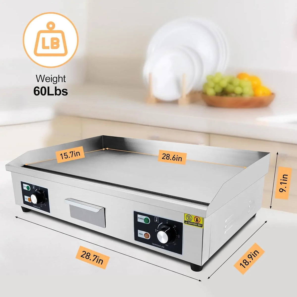 Tacleekii Commercial Electric Griddle With Adjustable Temperature Control