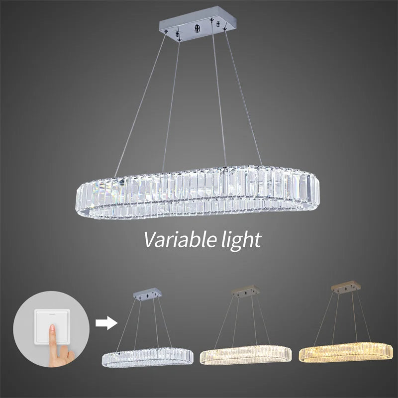 GreeLustr K9 Crystal Oval Ring LED Chandelier Pendant Light