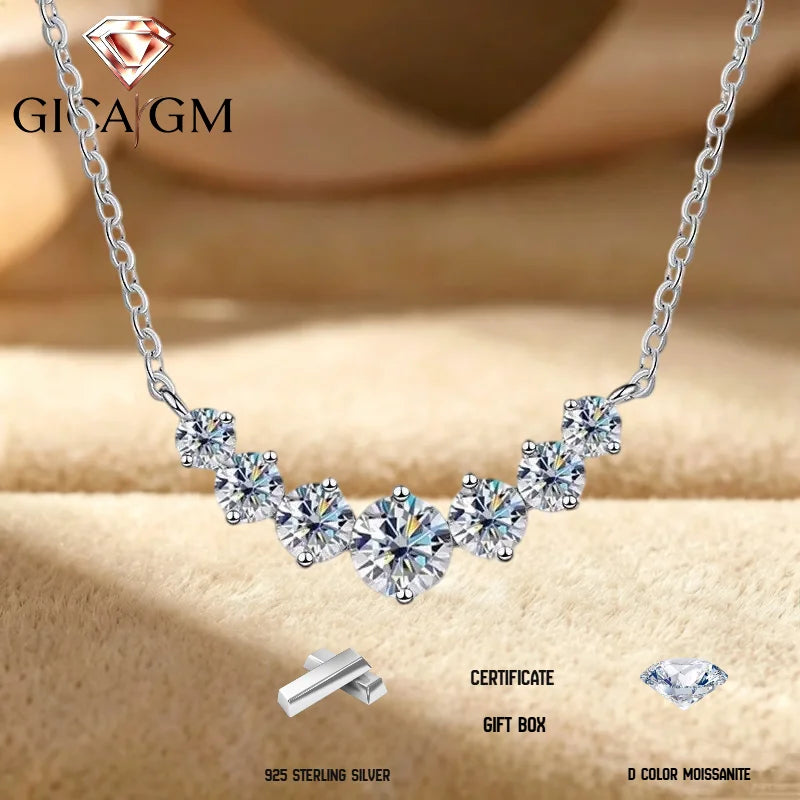 Elegant 925 Sterling Silver Moissanite Engagement Necklace