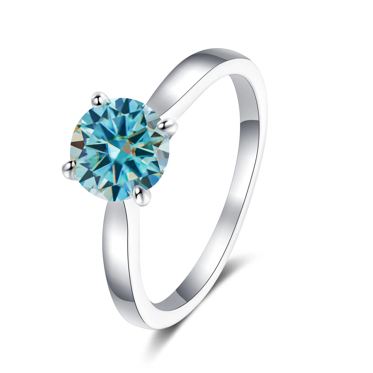 Premium Moissanite Engagement Ring In Sterling Silver For Women
