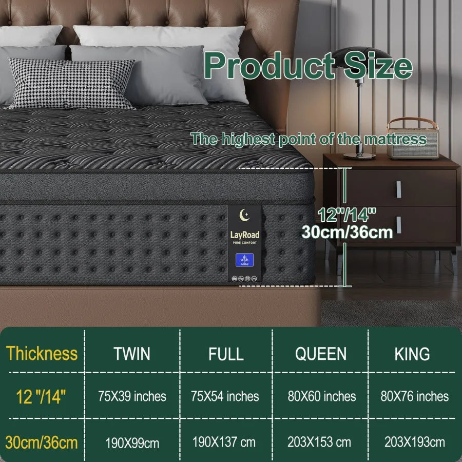 LayRoad Medium Firm Memory Foam And Pocket Spring Boxed Mattress