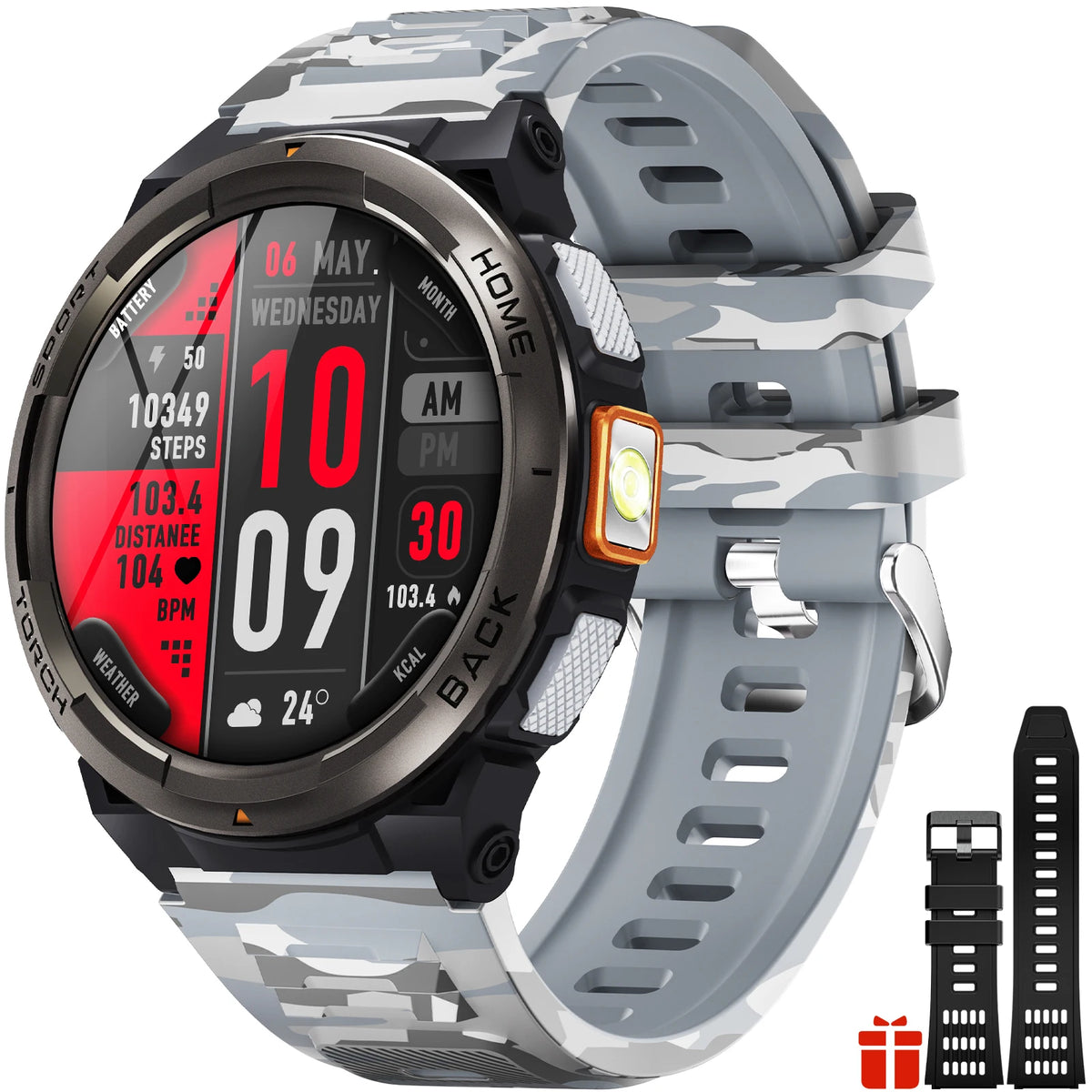 EIGIIS Smart Sports Watch With Compass Altimeter And LED Flashlight