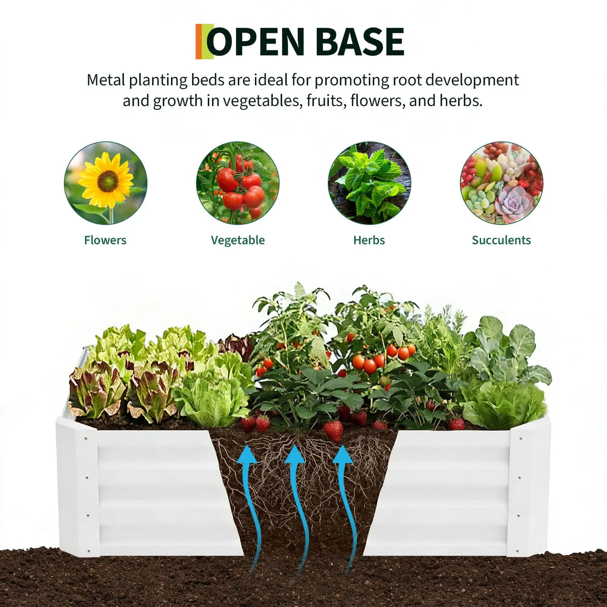 HiMISS Galvanized Raised Garden Bed With Drip Irrigation