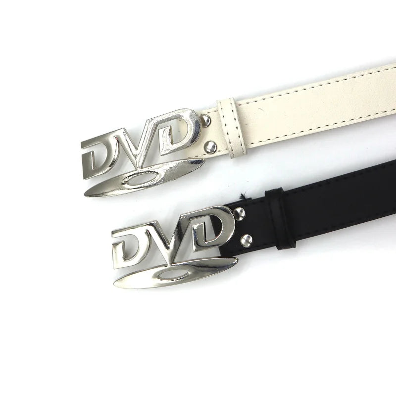 Unisex Nostalgic DVD Buckle Belt With Decorative Letter Design