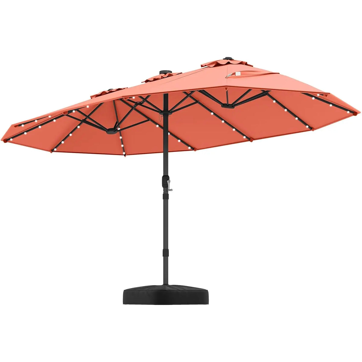 Double-Sided Solar Patio Umbrella With LED Lights And Vented Top