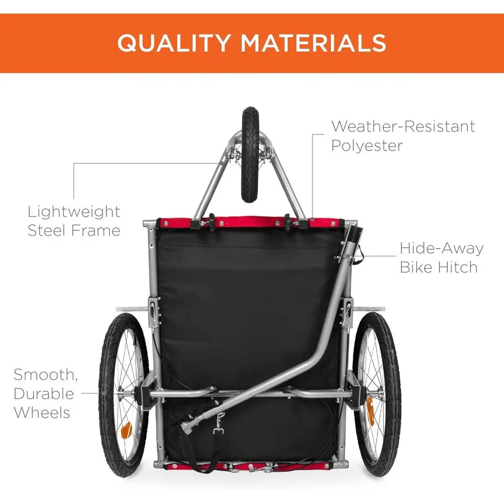 2 In 1 Dog Bike Trailer Pet Stroller With Suspension