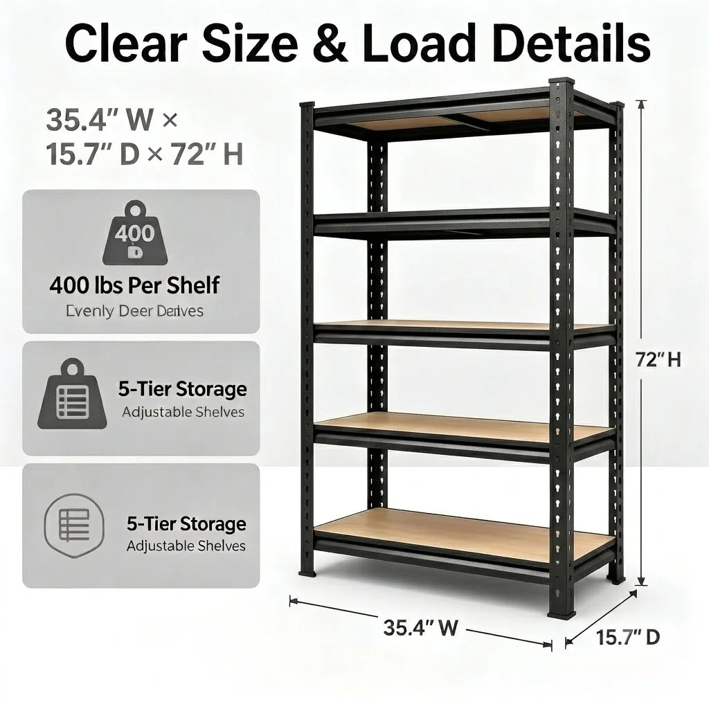 Heavy Duty Metal Utility Storage Rack With Adjustable Shelves