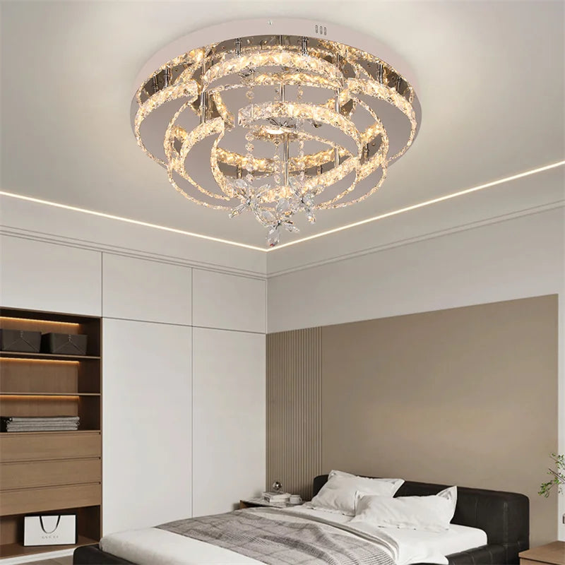 GreeLustr Modern Crystal Led Ceiling Chandelier Light Fixture
