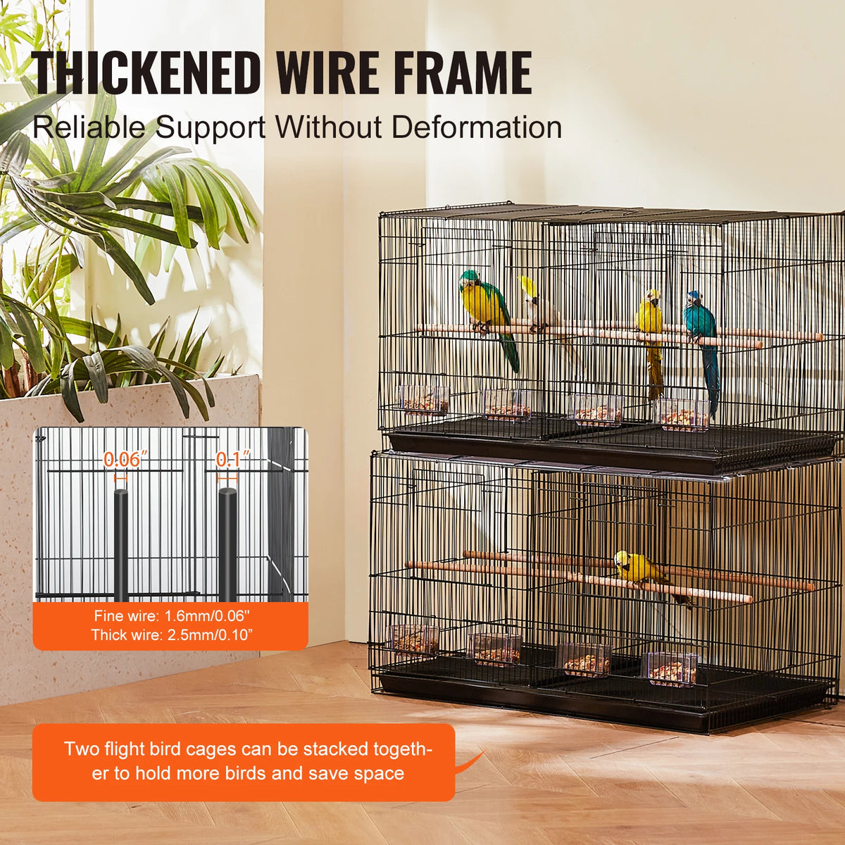 SucceBuy Stackable Divided Bird Travel Cage With Handle And Perches