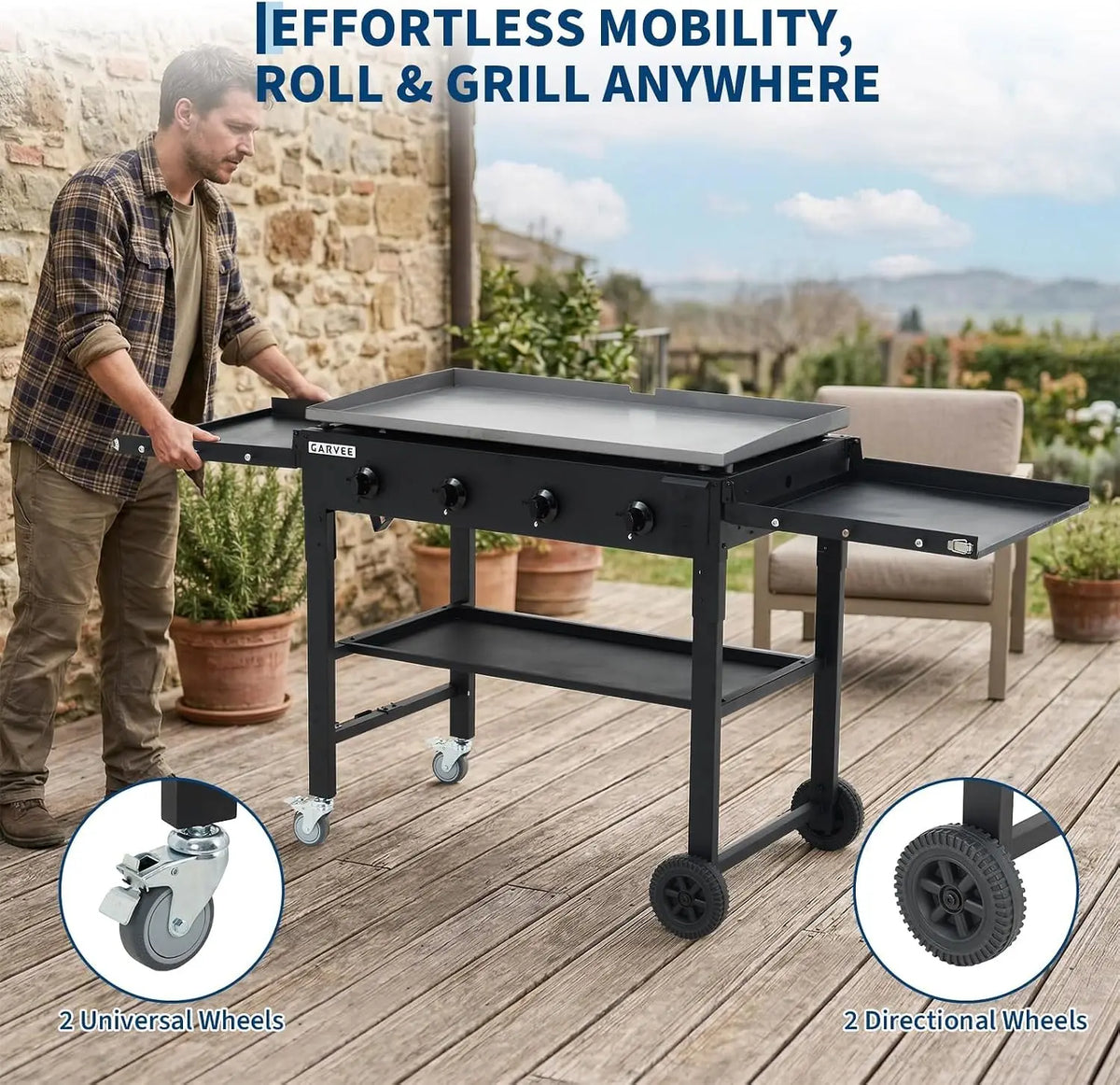 Tacleekii Four Burner Propane Flat Top Griddle for Outdoor Cooking