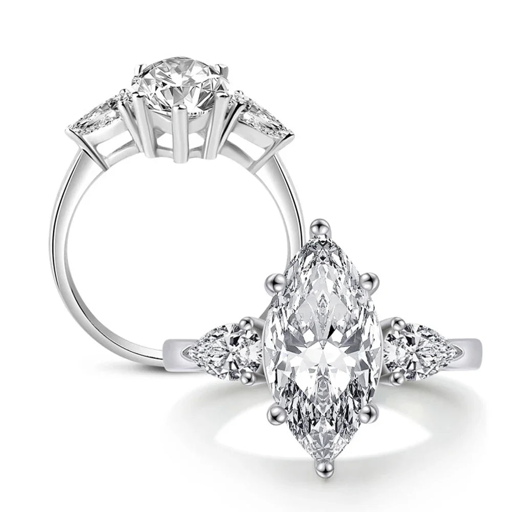 CBTB Sterling Silver Moissanite Engagement Ring Fine Jewelry Collection