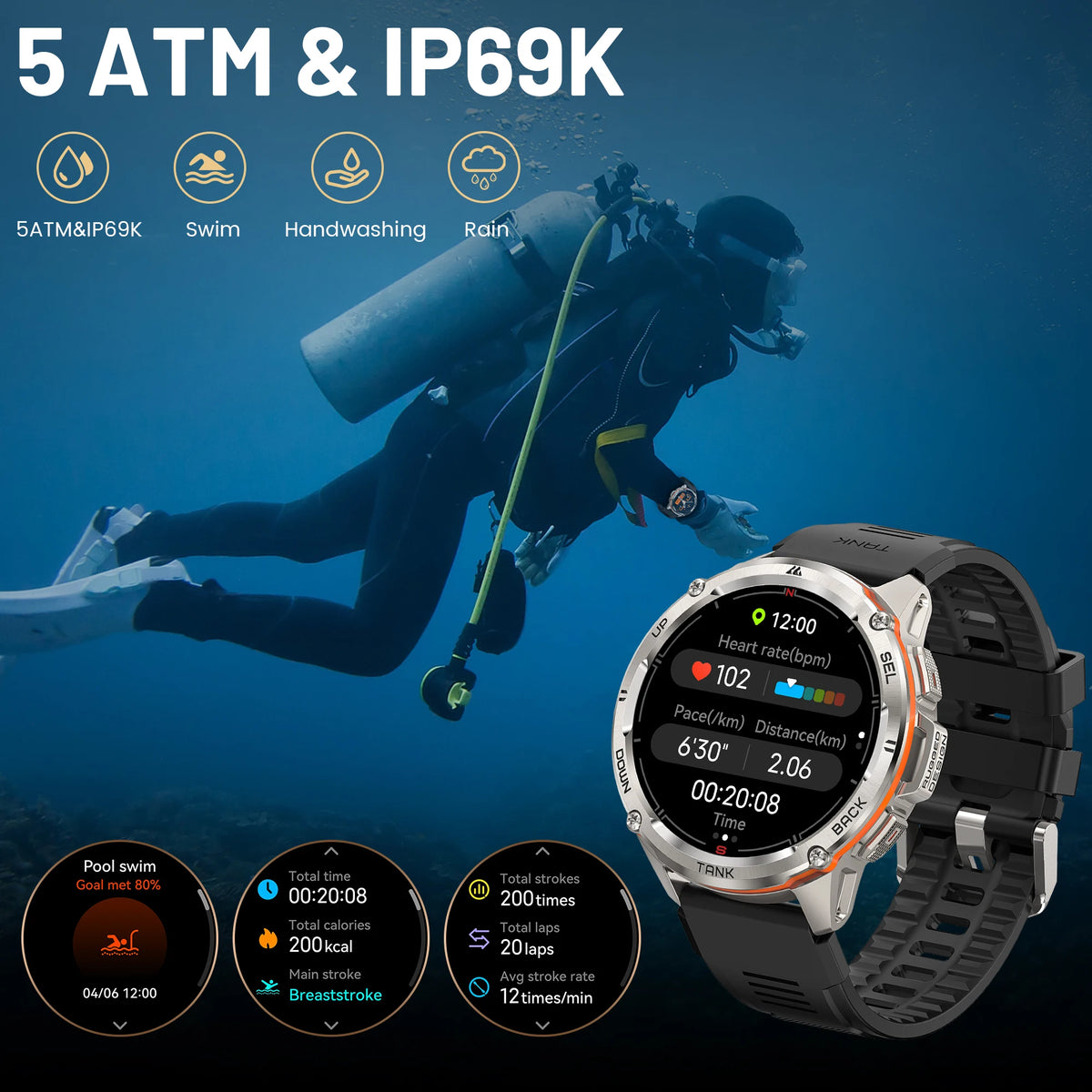 KOSPET TANK T3 Ultra GPS Rugged AMOLED Fitness Smart Watch