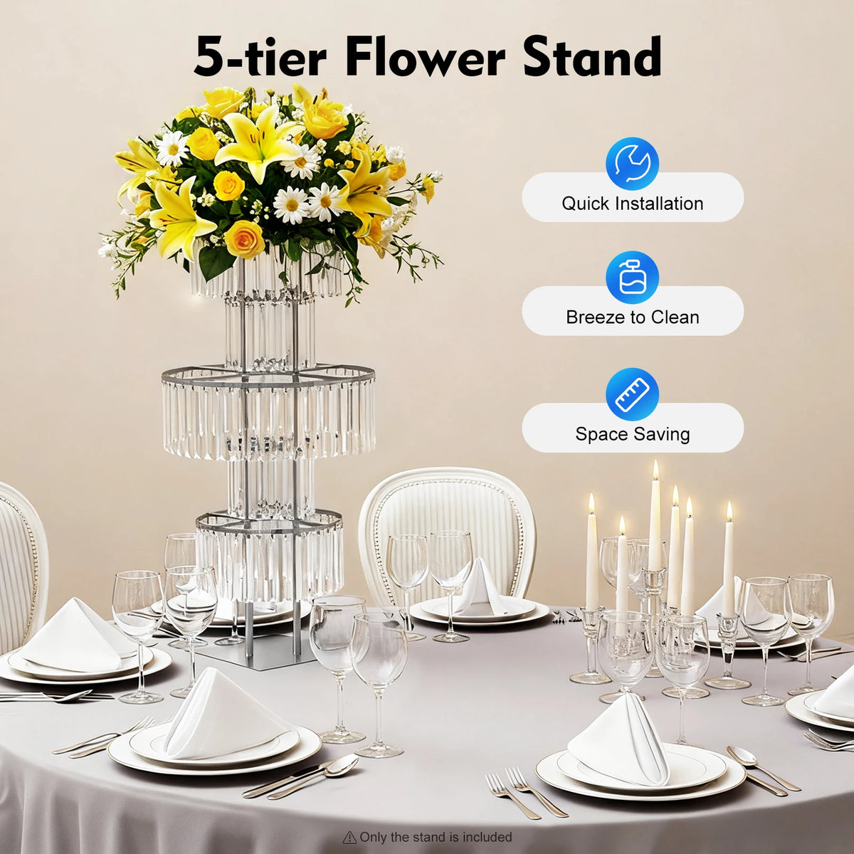 Acrylic Wedding Flower Stand Five Tier Centerpiece Display Rack