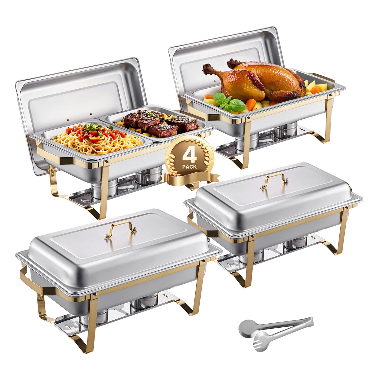 SucceBuy Stainless Steel Chafing Dish Buffet Set for Catering Servers