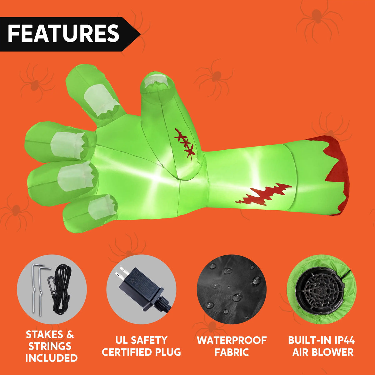 Joyfy Giant Zombie Arm Halloween Inflatable Outdoor Decoration With LEDs