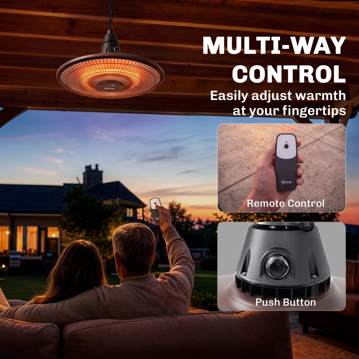 Outsunny 1500W Hanging Infrared Patio Heater With Remote Control