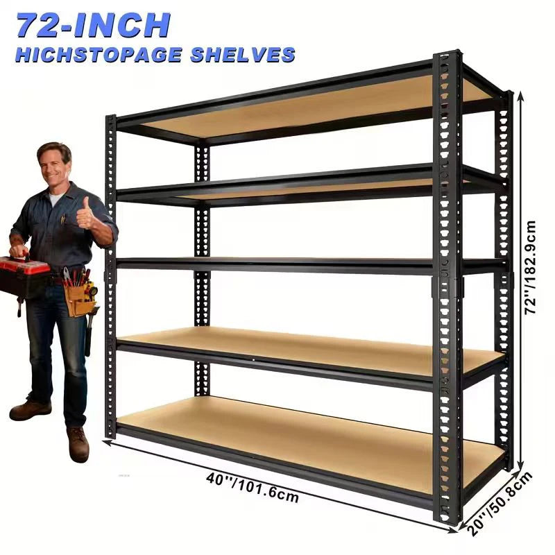 Sarenzoon Heavy Duty Steel Garage Shelving Rack With Adjustable Height