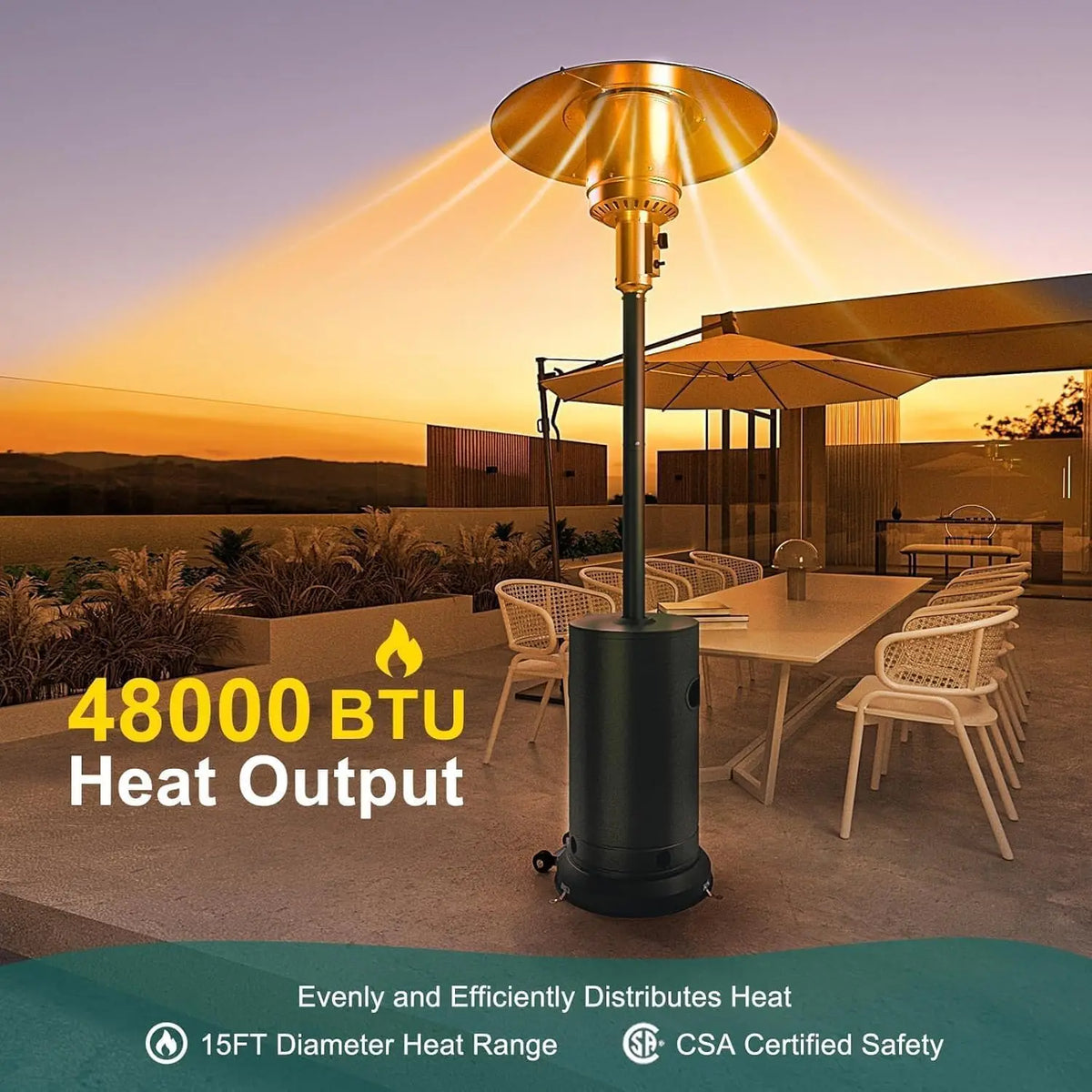 Studyset 48000 BTU Freestanding Gas Outdoor Patio Heater