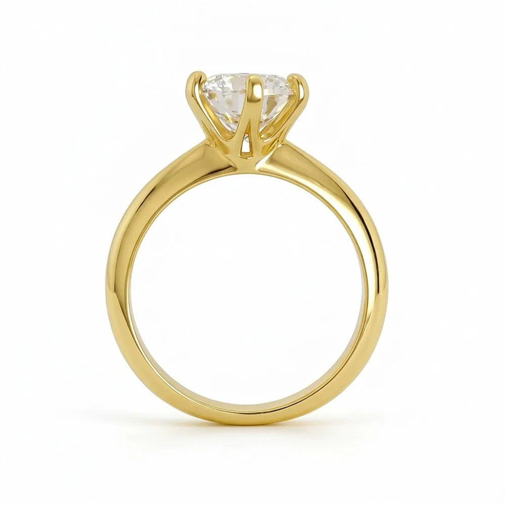 CBTB Real Moissanite Sterling Silver Gold Engagement Ring for Women