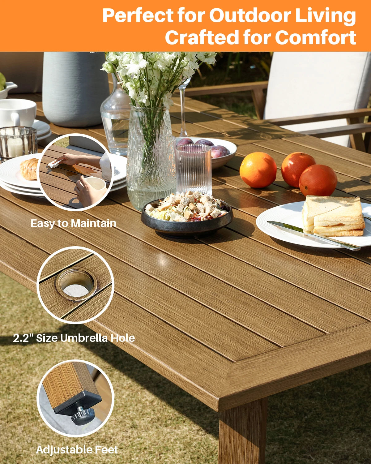 SeeHill Outdoor Aluminum Patio Dining Furniture Set With Umbrella