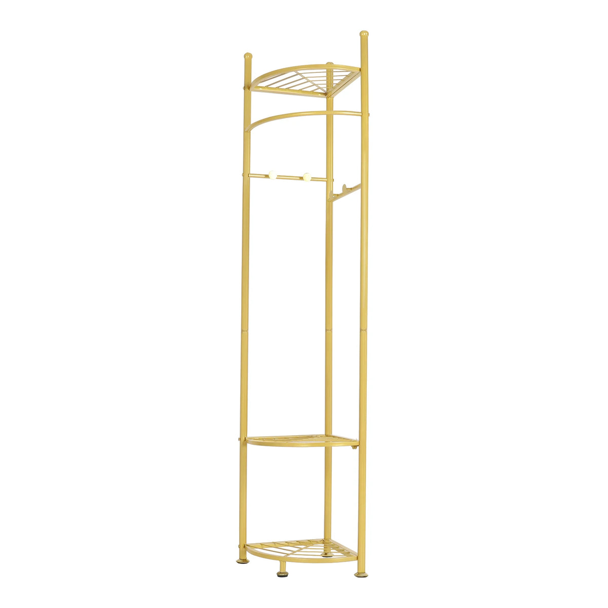 Freestanding Metal Coat Rack With Shelf And Hat Hooks