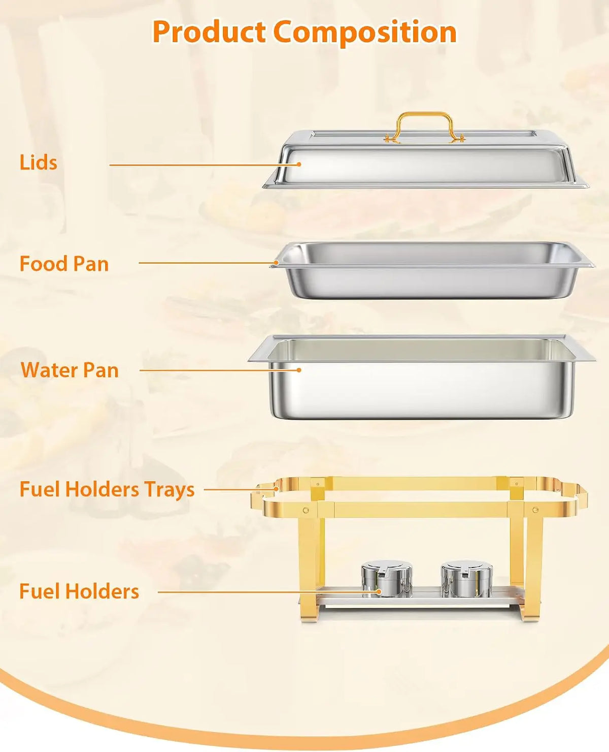Stainless Steel Buffet Chafing Dish Set With Lid And Tools