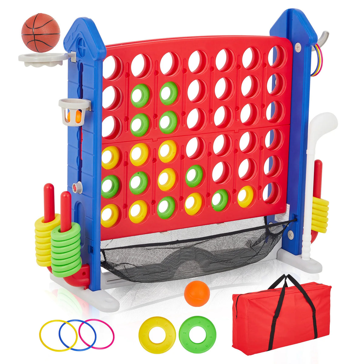 Giant Four In A Row Basketball And Ring Toss Yard Game