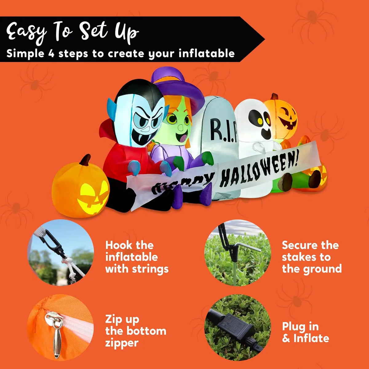Joyfy Led Inflatable Halloween Yard Decoration With Spooky Characters
