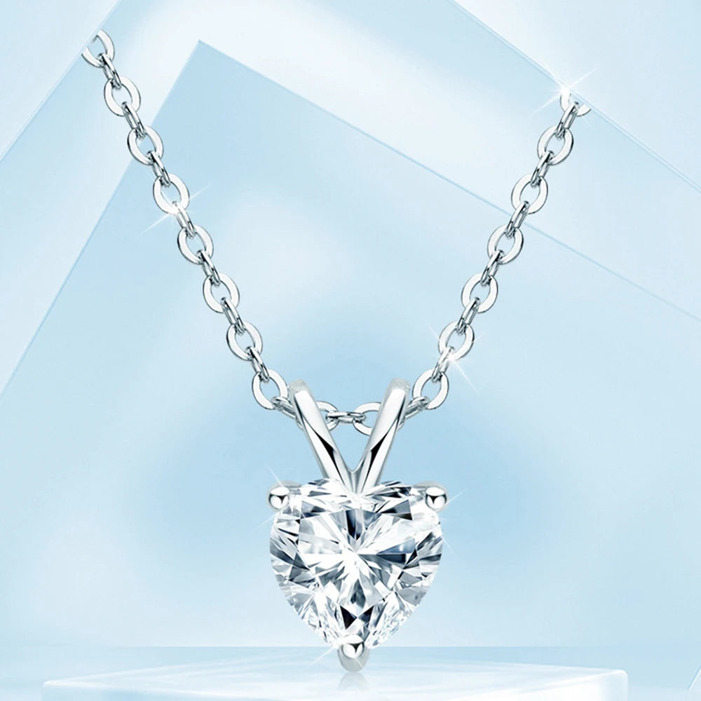 CBTB Sterling Silver Moissanite Cross Heart Pendant Necklace for Women