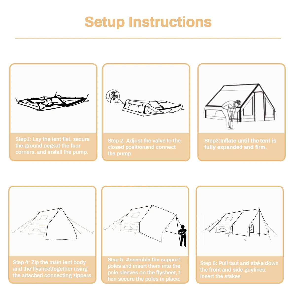 Pakicetus Inflatable Luxury Camping Tent With Roof Window and Carry Bag