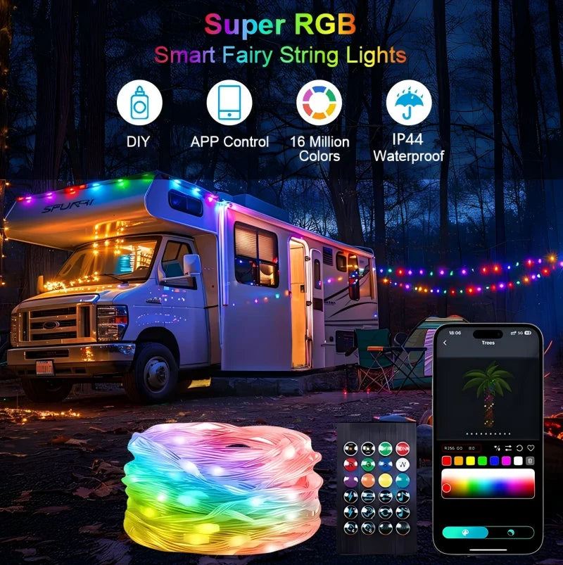 RGB Bluetooth Music Sync LED Fairy Lights for Holiday Decor