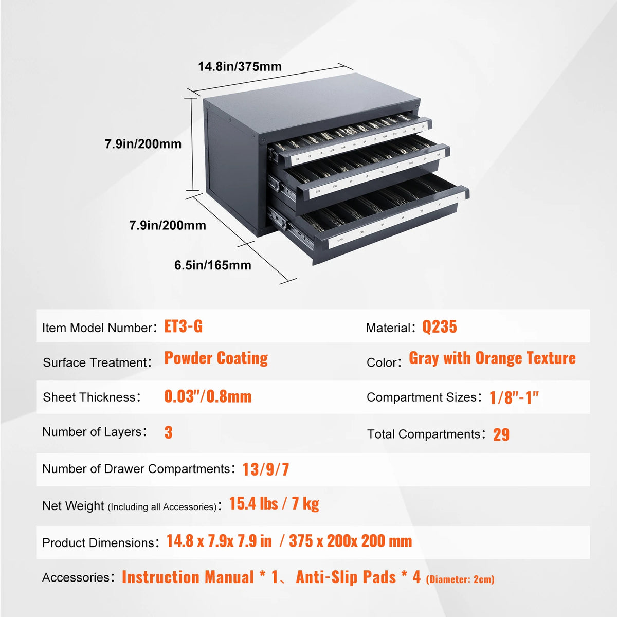 SucceBuy Steel Drill Bit Dispenser Organizer Cabinet With Drawers