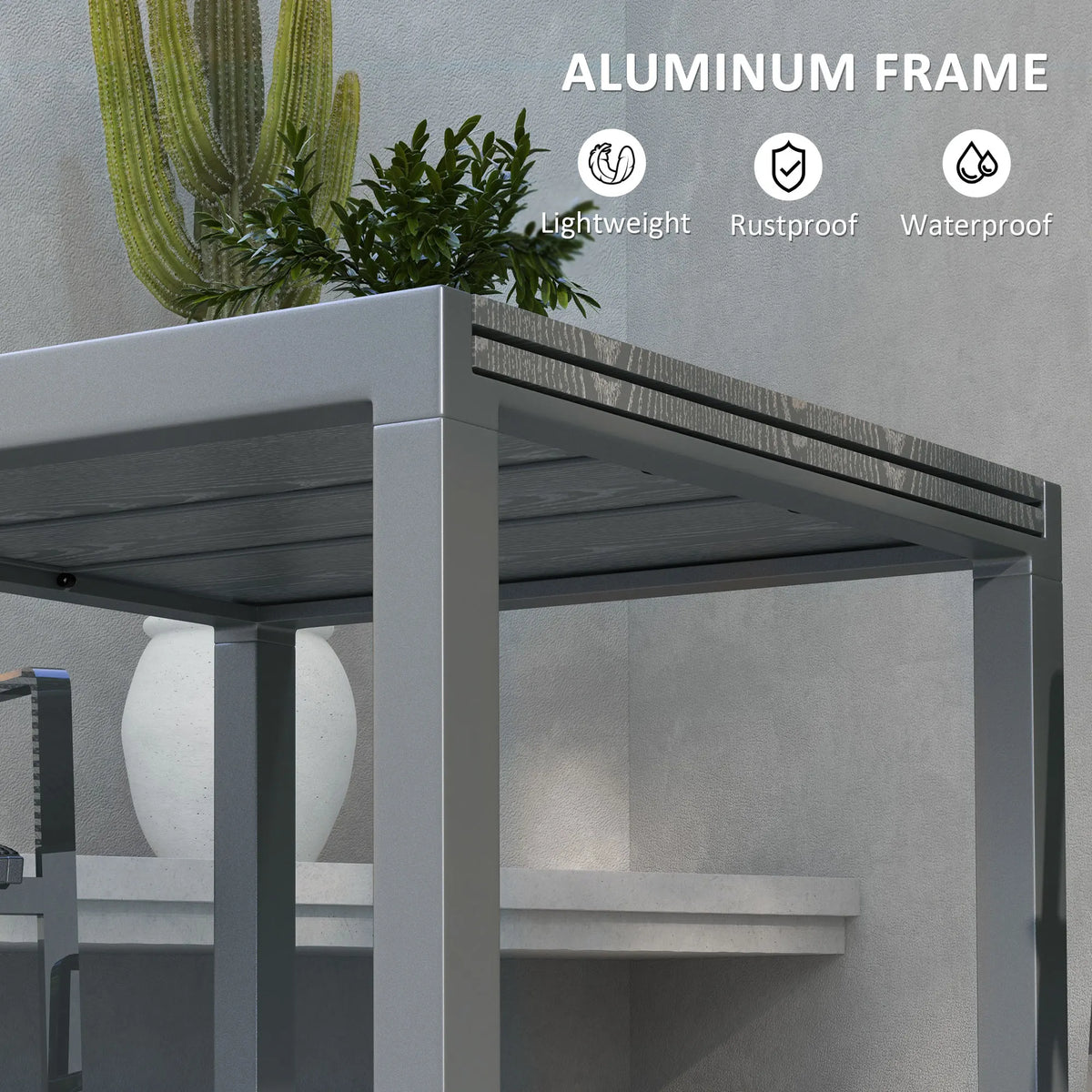 Outsunny Extendable Aluminum Outdoor Patio Dining Table