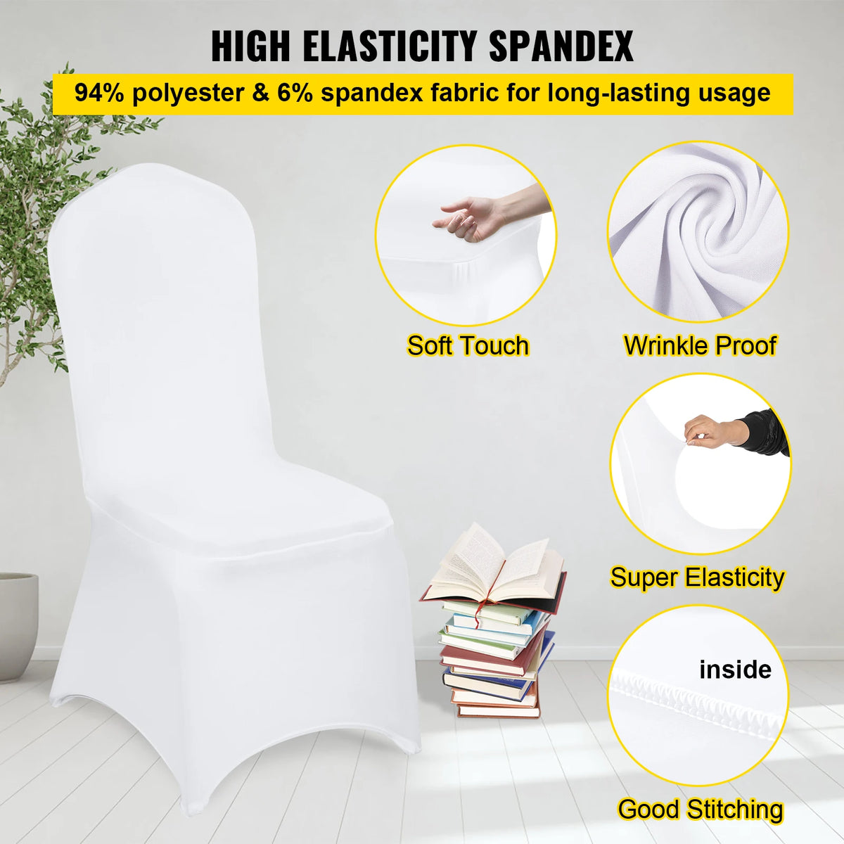 SucceBuy Stretch Spandex Chair Covers for Weddings Banquets and Restaurants